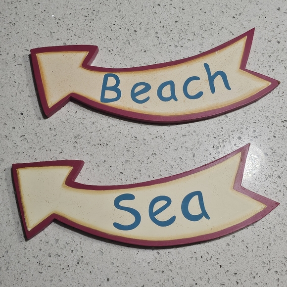 4 Wood Signs Beach โฑ๏ธ Sea ๐ Sun ๐ & Sand Welcome to Paradise L๐K Art - Picture 7 of 14